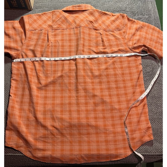 Orvis Shirt Mens XXL Plaid Orange Buttoned Short Sleeve Vents Campcore Cabincore - Picture 4 of 6